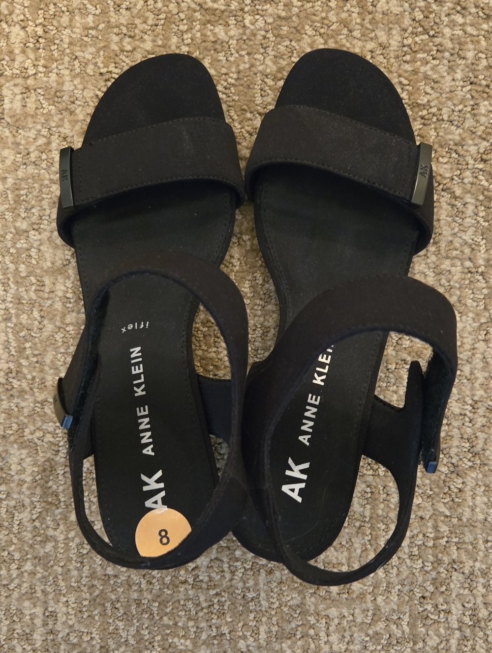 2/$20 Anne Klein IFlex Black Suede Slingback Wedge Sandals, Size 8. Like New!